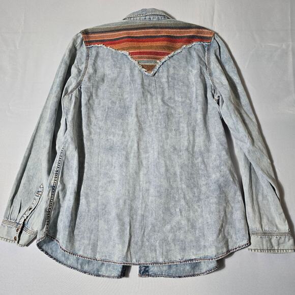 Ryan Micheal Western Denim Snap Button Up Womens Size XL - Picture 7 of 8